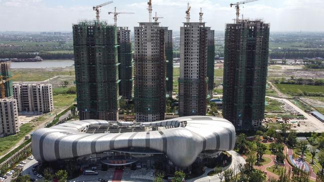 The halted under-construction Evergrande Cultural Tourism City, a mixed-used residential-retail-entertainment development, in Taicang, Suzhou city, in China's eastern Jiangsu province. Picture: Vivian Lin / AFP