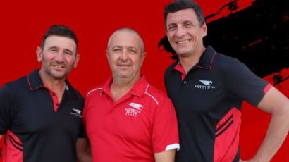 Robinvale Euston coach Don Falvo (left) was delighted to win the signature of Torquay premiership player, Baxter Mensch. Picture: Robinvale Euston FC.