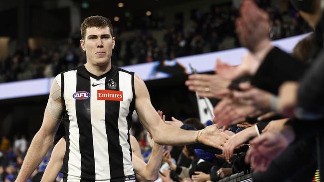 Mason Cox of the Magpies. Photo by Darrian Traynor/Getty Images