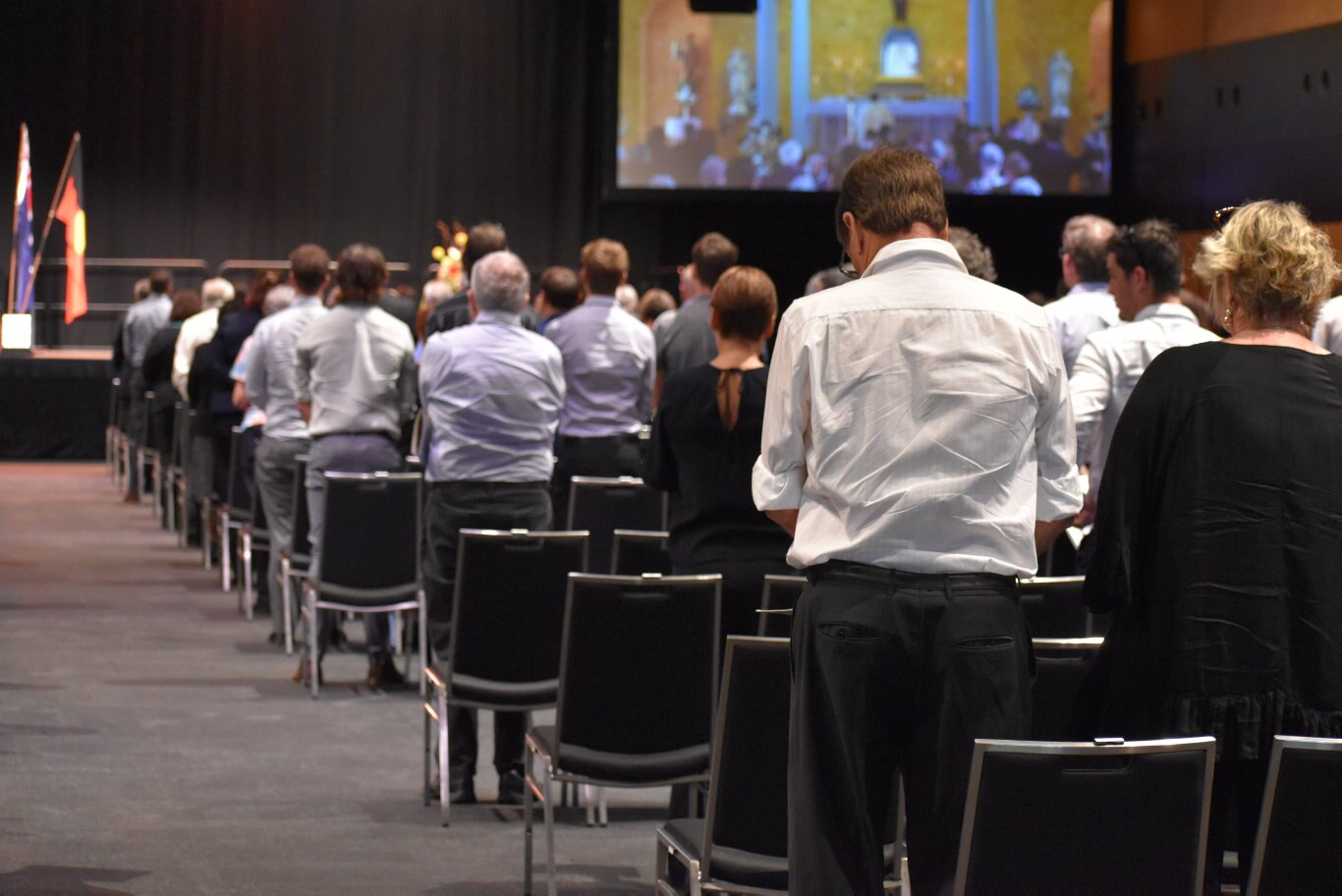 Mourners at the MECC at the State Funeral for former Mackay MP Tim Mulherin. Picture: Zizi Averill