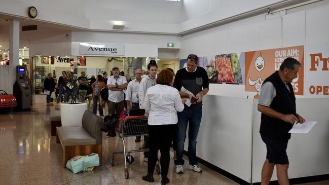 People queued inside the Hervey Bay shopping centre last month to apply for positions at Fresh &amp; Save. Picture: Isabella Magee