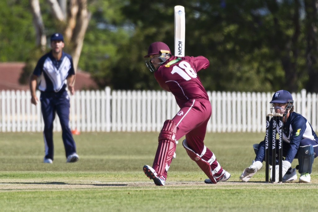 Cameron Brimblecombe for Queensland against Victoria in Australian Country Cricket Championships round two at Rockville Oval, Friday, January 3, 2020. Picture: Kevin Farmer