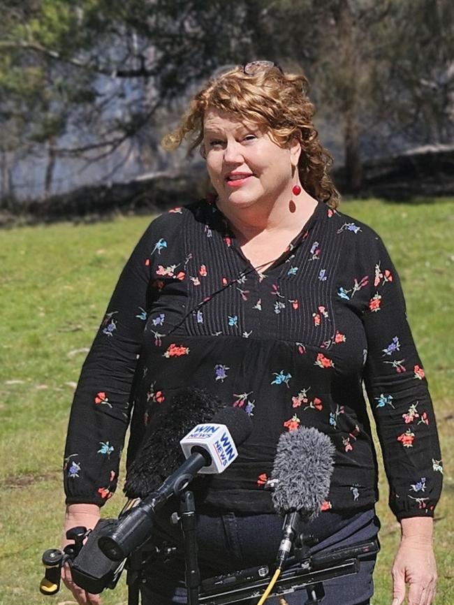 Hobart Lord Mayor Anna Reynolds speaks to the media about bushfire preparedness at Hobart Domain on Tuesday November 5, 2024.