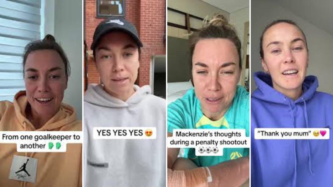 Matildas stars Mackenzie Arnold (left and second right) and Caitlin Foord (second left and right) are in demand on Swysh.