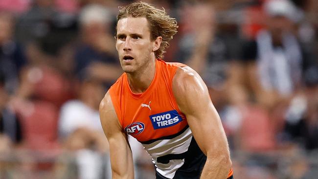 SYDNEY, AUSTRALIA - MARCH 09: Nick Haynes of the Giants in action during the 2024 AFL Opening Round match between the GWS GIANTS and the Collingwood Magpies at ENGIE Stadium on March 09, 2024 in Sydney, Australia. (Photo by Michael Willson/AFL Photos via Getty Images)