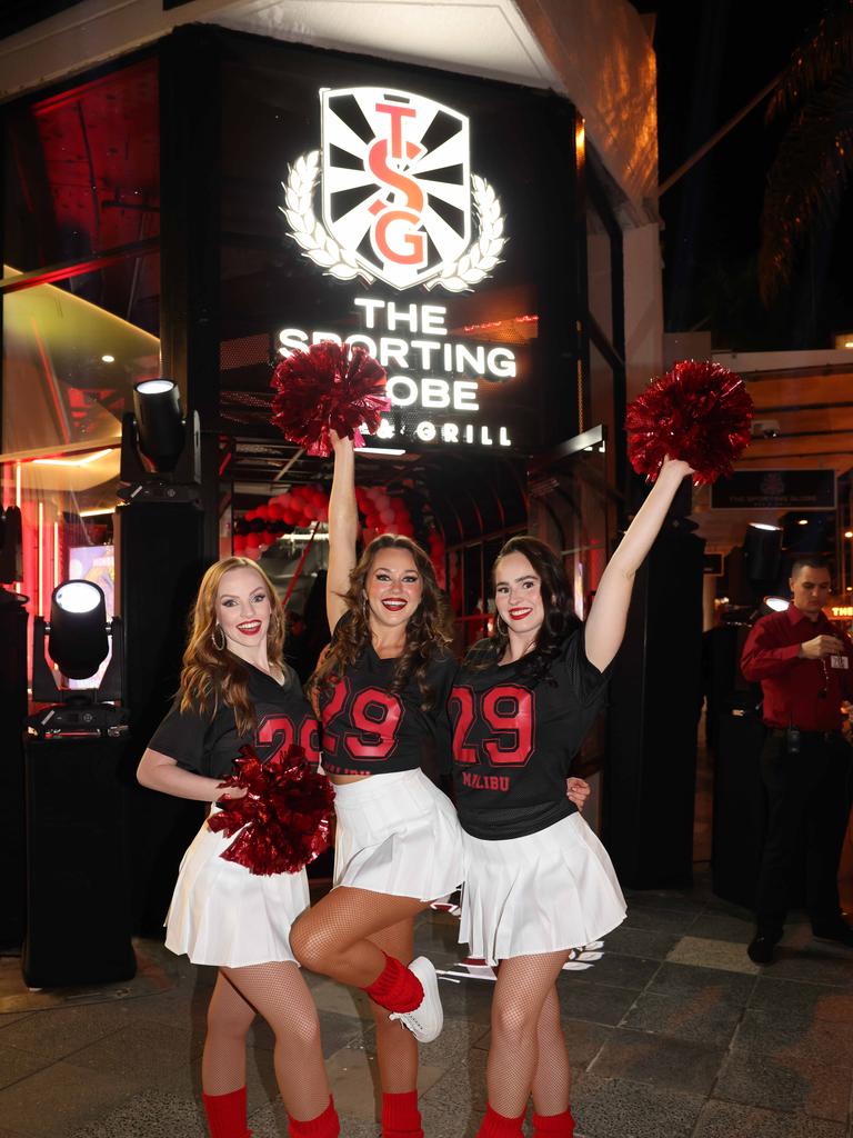 Madi Marr, Amy Doyle and Amber Flaherty at The Sporting Globe Bar and Grill launch at Surfers Paradise for Gold Coast at Large. Picture, Portia Large.