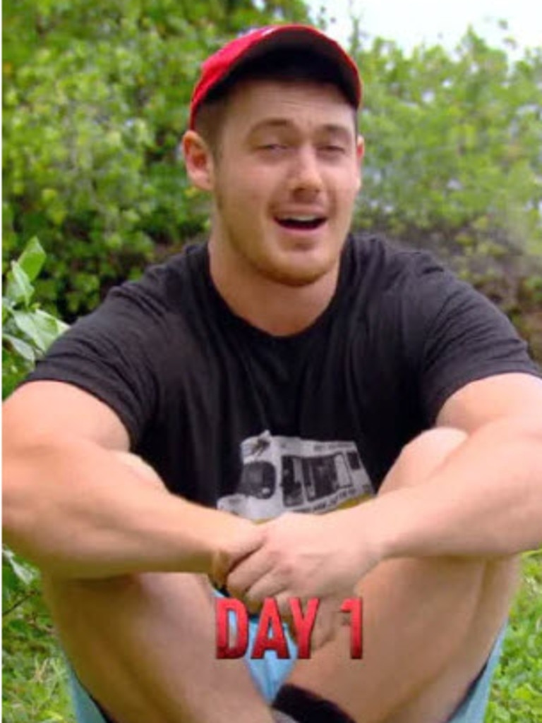 Harry on his very first day of Survivor.