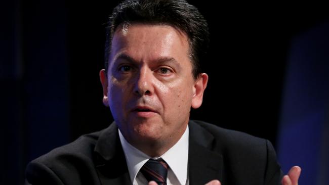 Cross Bench Senator Nick Xenophon takes part in a panel address to the National Press Club in Canberra today.