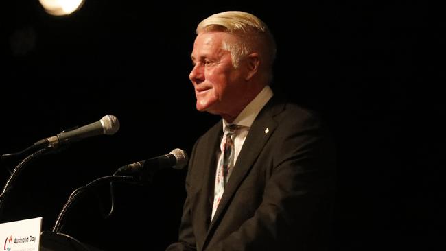 Tweed MP Geoff Provest speaks at Tweed Shire Council's Australia Day ceremony at Twin Towns Services Club on Tuesday, January 26, 2021. Picture: Liana Boss
