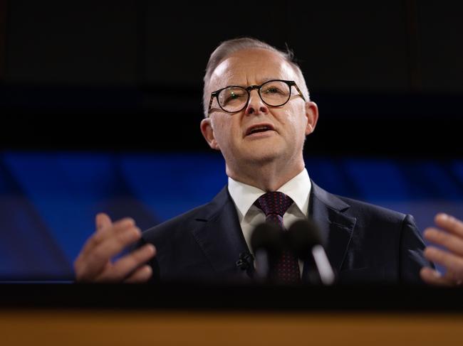 CANBERRA, AUSTRALIA - NewsWire Photos FEBRUARY 22, 2023: Prime Minister of Australia Anthony Albanese made his first address of the year to the National Press Club of Australia, in Canberra.Picture: NCA NewsWire / Gary Ramage