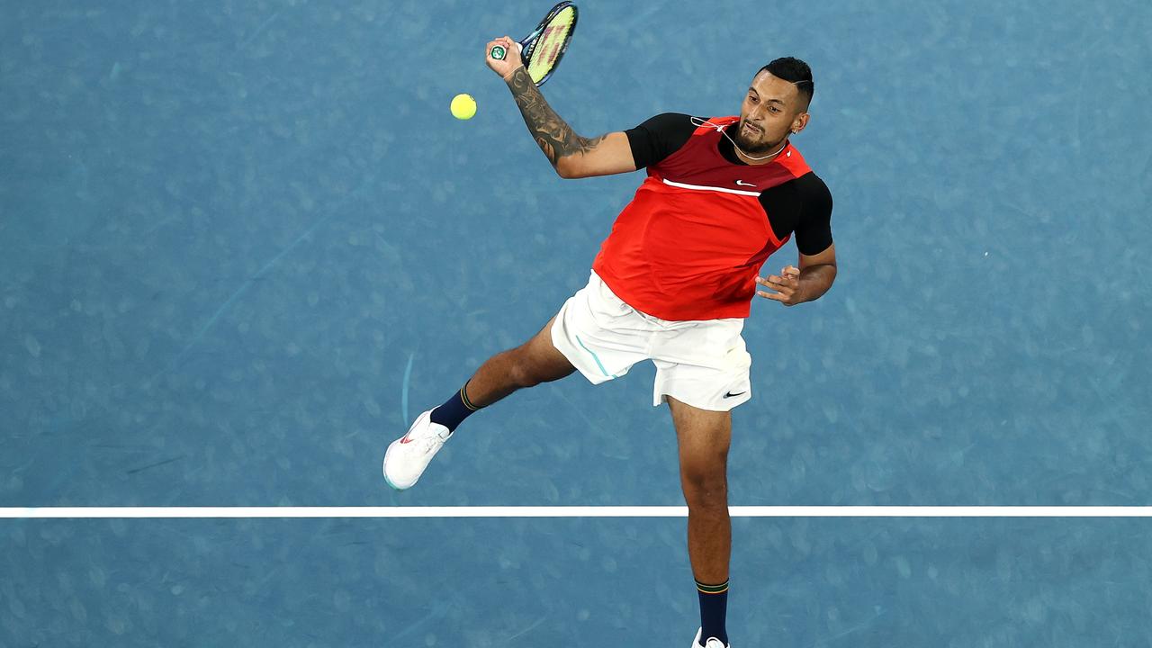 Nick Kyrgios was on fire against Liam Broady. Picture: Getty Images