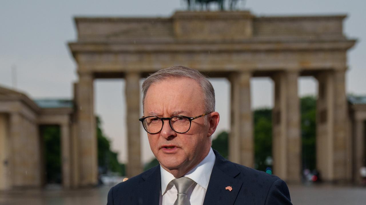 Australian Prime Minister Anthony Albanese dodged questions on Mr Keating’s outburst while in Berlin. Picture: Twitter