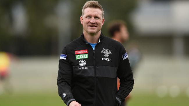 Nathan Buckley at Collingwood training this week ahead of the Queen’s Birthday clash. Picture: David Smith