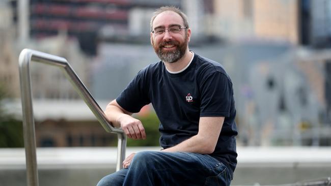 ‘Our big hairy goal now is to become the fifth-largest bank in Australia’ ... Up co-founder Dom Pym at Southbank in Melbourne. Picture : David Geraghty