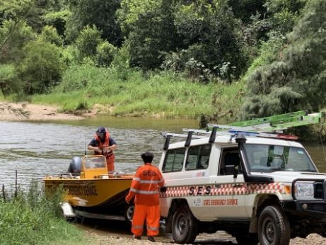 Police search for a man who went missing in the Mary River on New Year's Eve near Kybong. Picture: Gympie Times