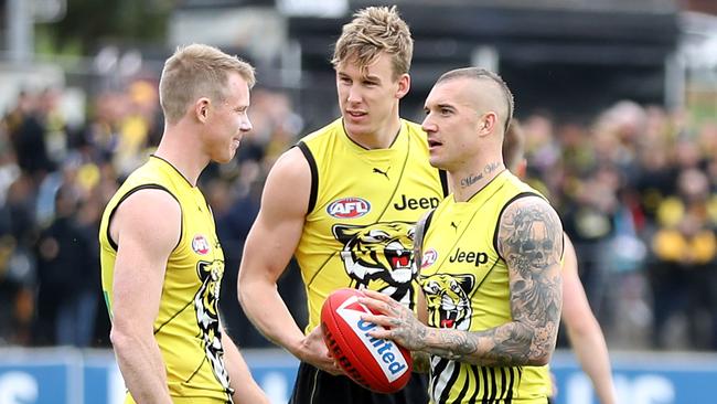 Key Tigers Jack Riewoldt, Tom Lynch and Dustin Martin will have a big say on the grand final. Pic: Getty Images