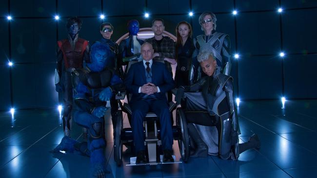 Writer, producer and director of the X-Men films, Bryan Singer (back row, third from right), with the next-gen cast of his most recent film in the universe, Apocalypse. Picture: Twentieth Century Fox.