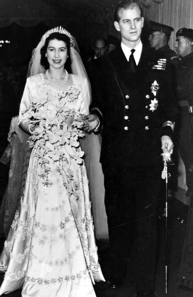 Queen Elizabeth II and Prince Philip on their wedding day in 1957. Picture Hulton Archive/Getty Images