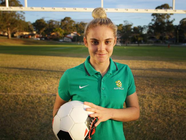 Ellie Caprenter and her family moved from cowra to Sydney four years ago to help her pursue her football dreams. Picture: Phillip Rogers.