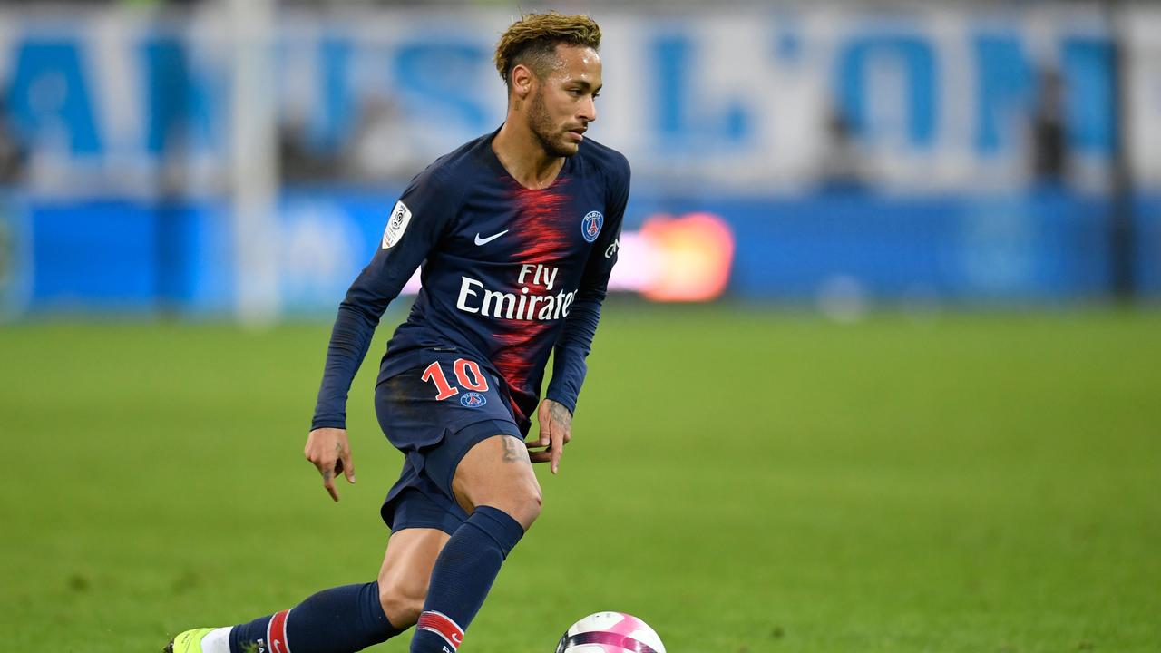 Paris Saint-Germain's Brazilian forward Neymar controls the ball