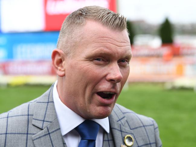 Matt Chapman is seen after the Winx won the Cox Plate at Moonee Valley Racecourse in Melbourne, Saturday, October 27, 2018. (AAP Image/Julian Smith) NO ARCHIVING, EDITORIAL USE ONLY