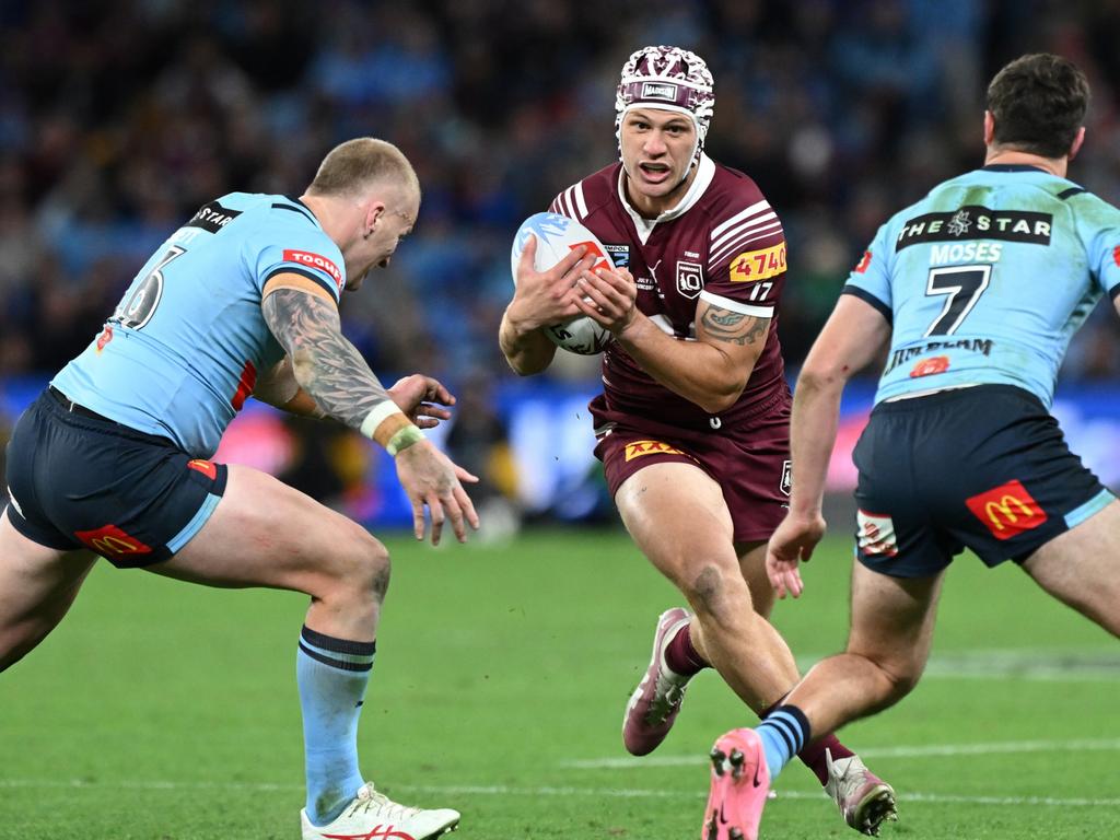 Kalyn Ponga was left on the bench for most of the game. Picture: Bradley Kanaris/Getty Images