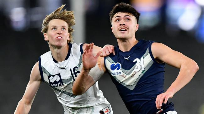 Keighton Matofai-Forbes (right) was picked up by Geelong with their 69th pick at this year’s AFL draft. Picture: Josh Chadwick