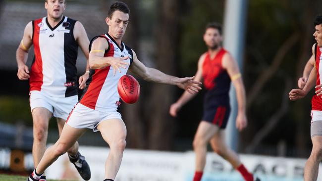 Christie's Beach skipper Aidan Coakley, pictured in action in 2016, was a standout in the Saints’ victory against Happy Valley on Saturday. Picture: Matt Loxton.