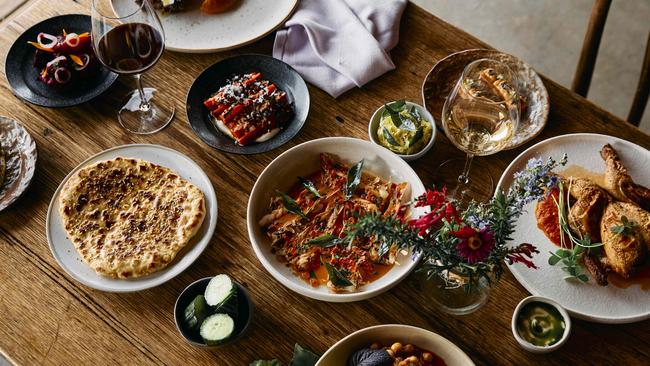 A selection of the fresh and delicious dishes which feature Tasmanian produce that are inspired by chef Harry Mangat’s Indian heritage on offer at Biji Dining’s pop-up at Swansea’s Waterloo Inn. Picture: Parker Blain