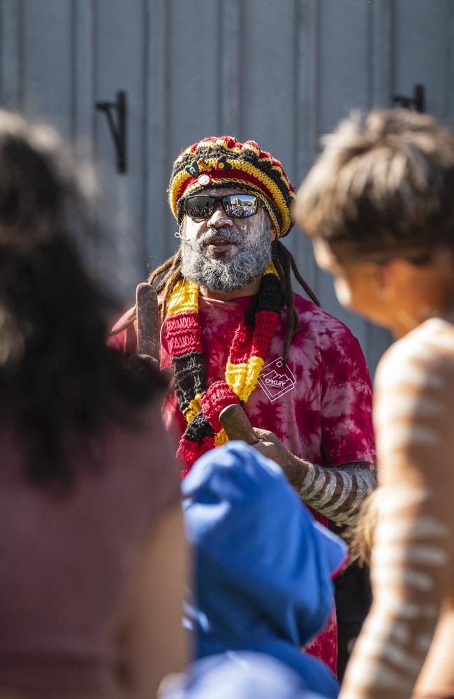 Ngarrumban Arts and Cultural Experience director David McCarthy at the Have Another Look Captain Cook! school program at Cobb and Co Museum, Monday, July 29, 2024. Picture: Kevin Farmer