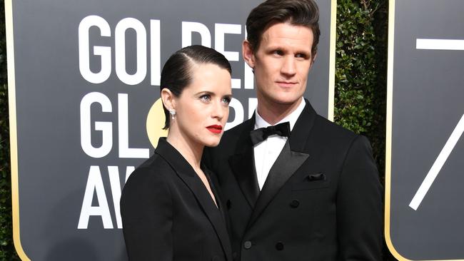 Claire Foy and Matt Smith arriving for the 75th Golden Globe Awards.