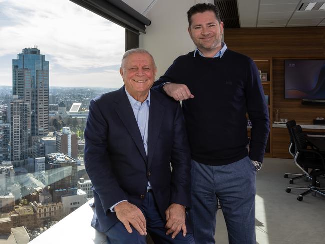 Sam Tarascio Snr and his son Sam Jnr, who also sits on the executive board, for the weekend. Owner of Salta Properties - one of the largest privately-owned companies in Australia. Picture: Jason Edwards