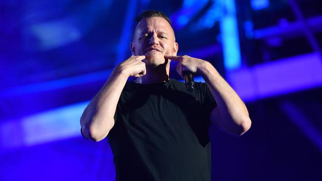 Hilltop Hoods performing at the Superloop Adelaide 500 on Sunday. Picture: AAP/ Keryn Stevens