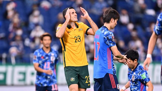 The Socceroos’ winning streak has come to an end after a defeat to Japan. Photo by Charly Triballeau/AFP