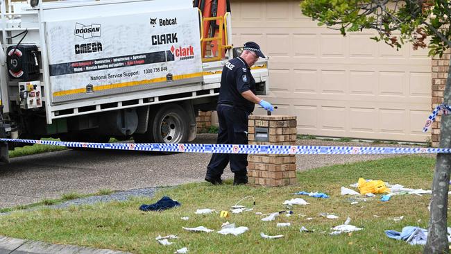 Police at the scene where Emma Lovell was allegedly stabbed to death. Pic: Lyndon Mechielsen