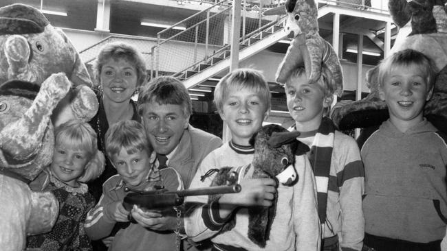 Tricia and Daryl with their children at the Royal Adelaide Show in 1982. Picture: Advertiser Library