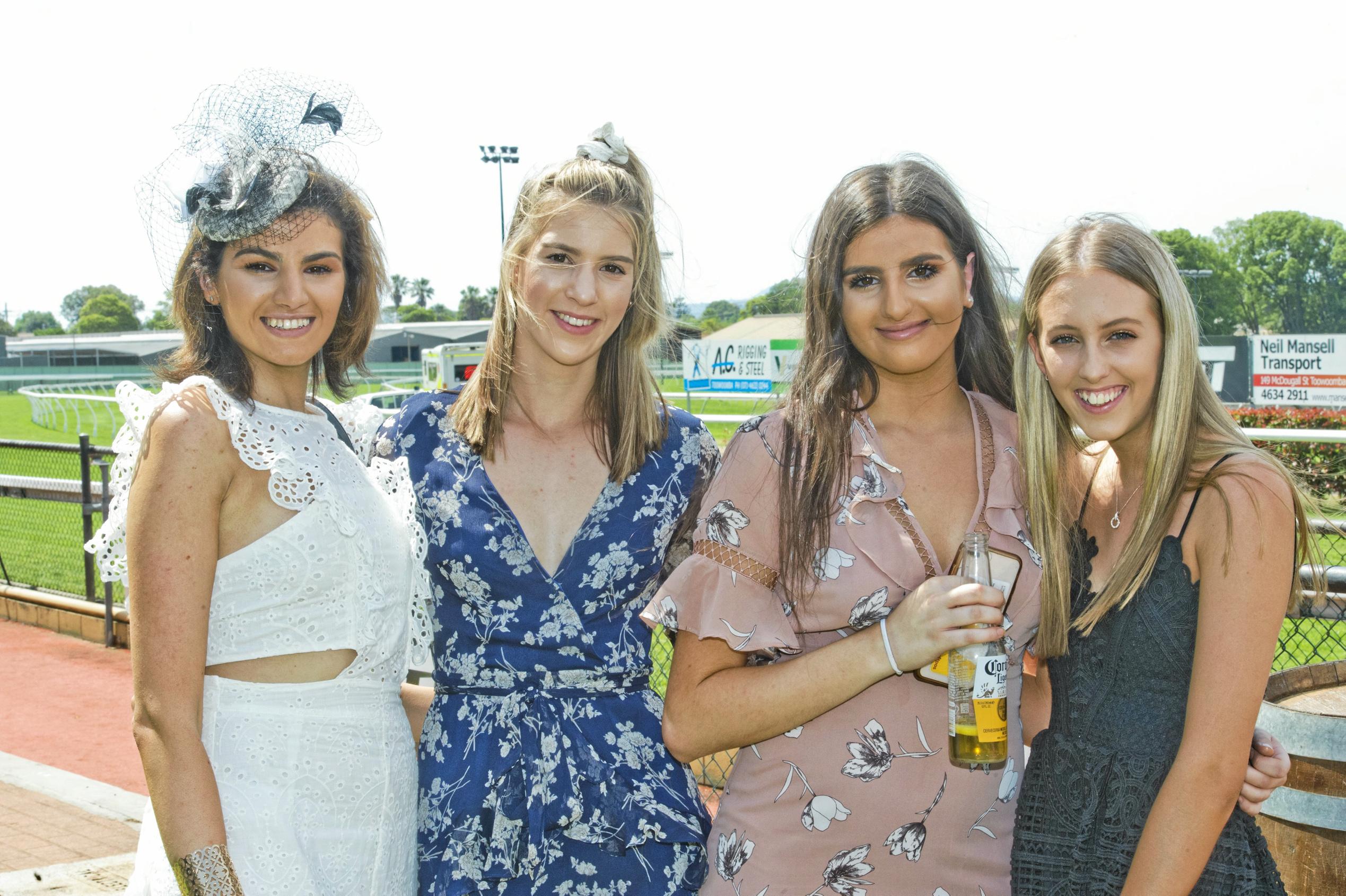 ( From left ) Anne Stephens, Marissa Pedersen, Rachel Stephens and Maddy Woodlands. Melbourne Cup Day at Clifford Park. Wednesday, 3rd Jan, 2018. Picture: Nev Madsen