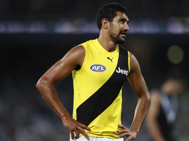 ADELAIDE, AUSTRALIA - OCTOBER 16: Marlion Pickett of the Tigers looks on during the AFL First Preliminary Final match between the Port Adelaide Power and Richmond Tigers at Adelaide Oval on October 16, 2020 in Adelaide, Australia. (Photo by Ryan Pierse/Getty Images)