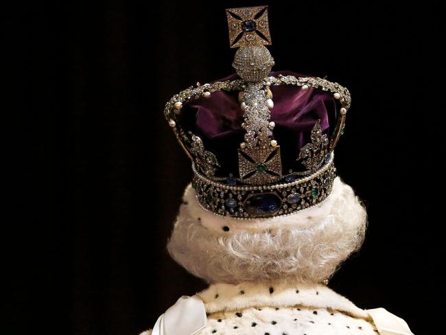 Once the Queen, pictured in 2015, entered her nineties,she stopped wearing the crown as it became too heavy for her head. Picture: AFP