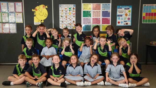 MFY Norfolk Village State School Class CJ. PREP CJ BACK ROW (L-R): Hayden Peachman-Delahoy, Ethan Cherry, Huxley Morton, Layla McDonough, Lenny Price, Ayana Darma, Brook Gaston, Wilson Howard MIDDLE ROW (L-R): Lakyn Wright, Chelsea Whittaker, Clare Tomlin, Tiffany Ciganekova, Thomas Glass, Chase Watson FRONT ROW (L-R): Archer Leeflang, Oli Johnson, Heath Smith, Aylah, Ayviah Haider (twins), Cheyenne Boyce, Evangeline Karpaz Photograph : Jason O'Brien