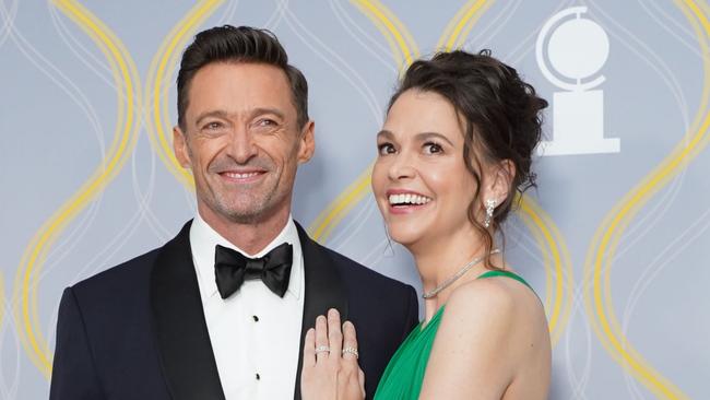 NEW YORK, NY - JUNE 12: Hugh Jackman and Sutton Foster attend The 75th Annual Tony Awards - Arrivals on June 12, 2022 at Radio City Music Hall in New York City. (Photo by Sean Zanni/Patrick McMullan via Getty Images)