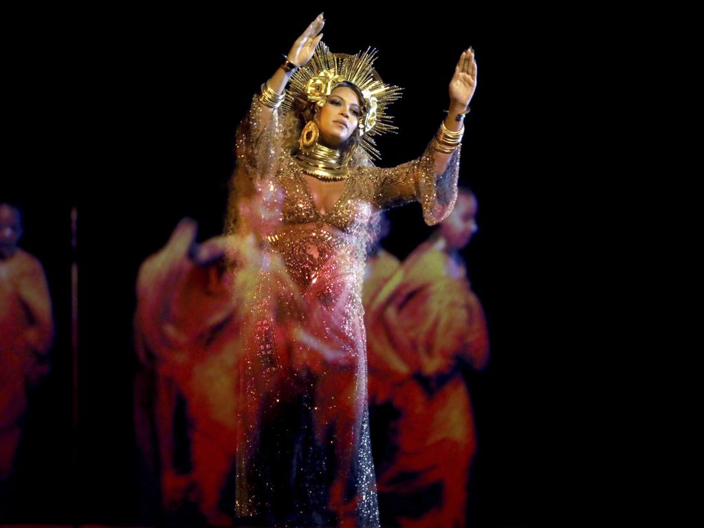 Beyonce performs onstage during The 59th GRAMMY Awards at STAPLES Center on February 12, 2017 in Los Angeles, California. Picture: AP