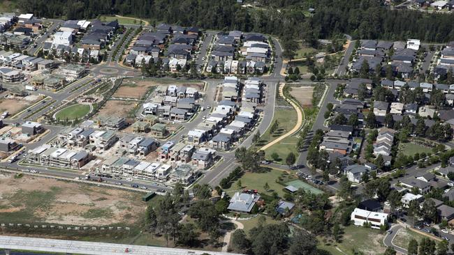 Aerial photos of the North West Metro Rail Linkbeing built at Kellyville. Picture: Jonathan Ng