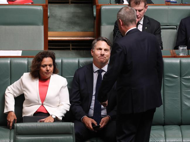 Richard Marles with Bill Shorten during during Question Time in the House of Representatives in the House of Representatives in Parliament House in Canberra. Picture Gary Ramage