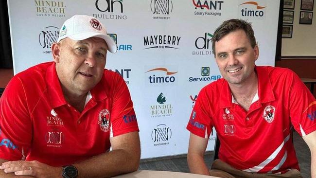 Rick Nolan and Waratah president Rohan Langworthy. Picture: Waratah Football Club