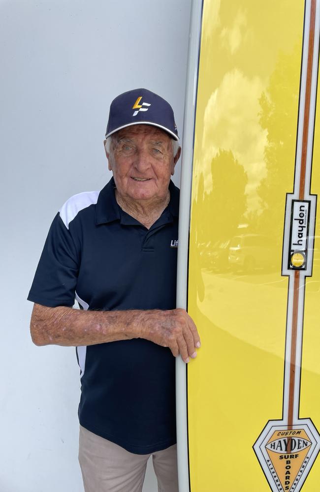 Sunshine Coast surf lifesaving legend Hayden Kenny OAM has commissioned the making of a one-off 1962-Malibu replica surfboard. Picture: contributed/Life Flight.