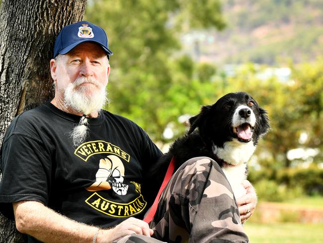 Veteran Gary Lane with Amadeus the 12yo Border Collie. Picture: Alix Sweeney