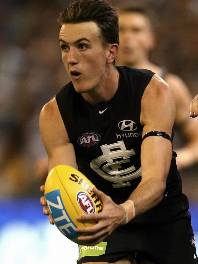 Young Blue Harrison Macreadie played his first game against Richmond in the opening round of the year, but has since been dropped back to the VFL. Picture: Wayne Ludbey