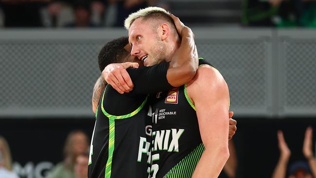 Browne and star teammate Mitch Creek have strong chemistry. Picture: Getty Images