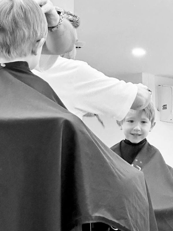 She took him to the barbers to get his haircut. Picture: Instagram